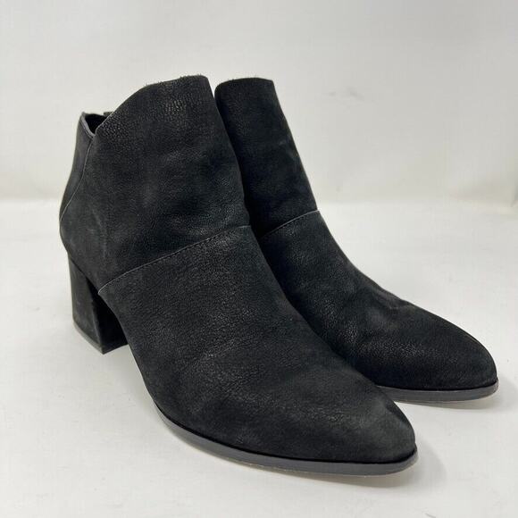 Eileen Fisher Bento Suede Ankle Block Heel Boots Booties Women’s Size 7 Black - Picture 2 of 12